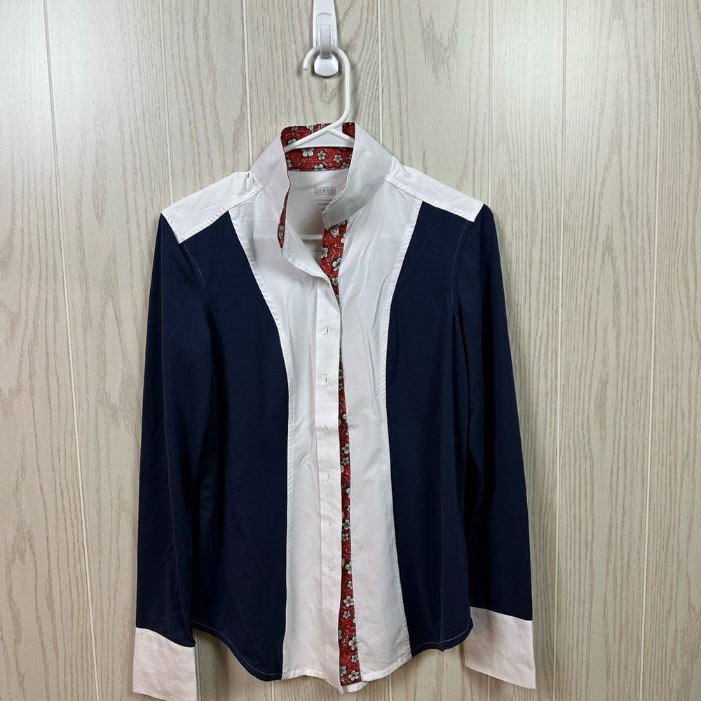 Dover Saddlery Women Equestrian Ladies L/S Performance Show Shirt Navy Blue
